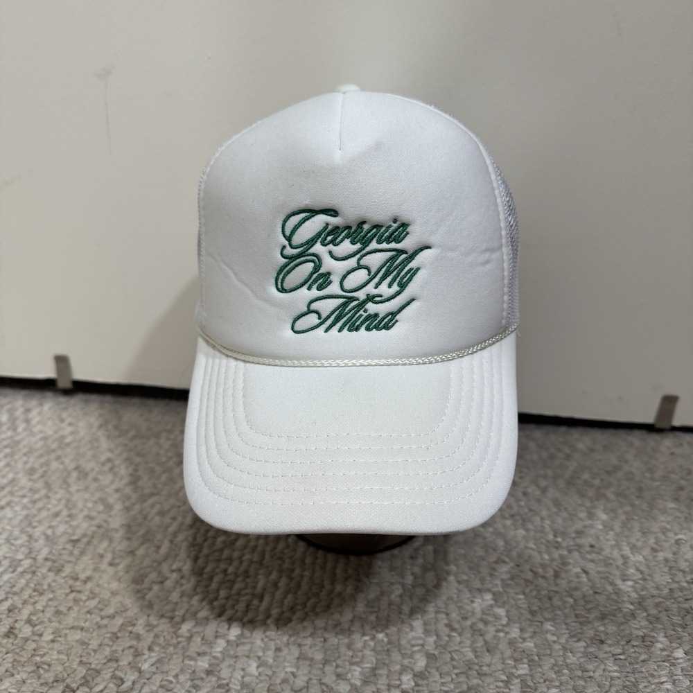 Georgia On My Mind Masters Men's Trucker White Hat Mesh Adjustable OSFA